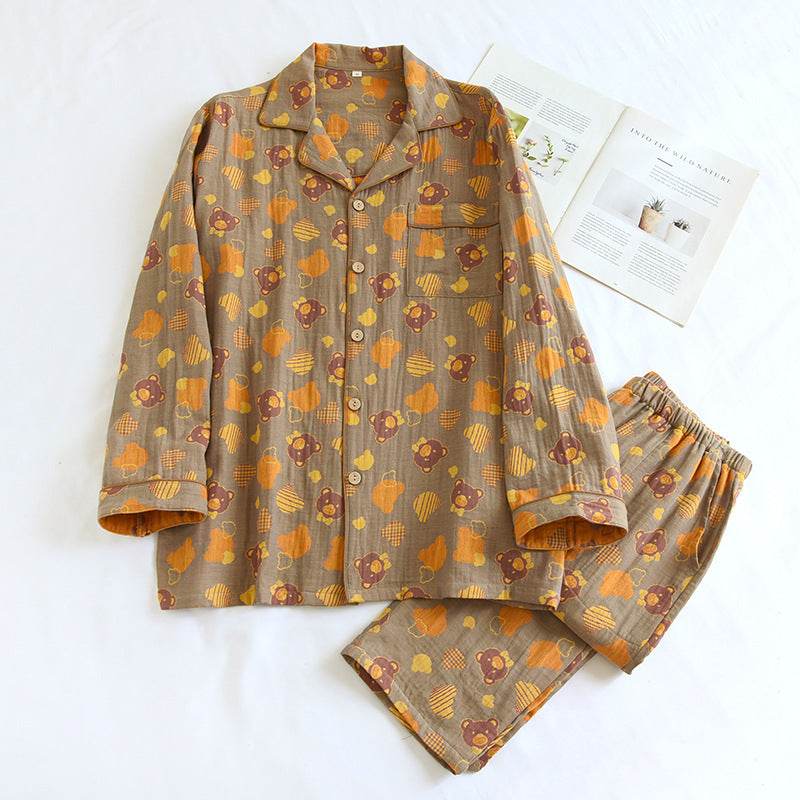 Woven Jacquard Lapel Pajamas Suit Loose EX-STOCK Canada