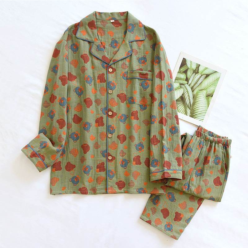 Woven Jacquard Lapel Pajamas Suit Loose EX-STOCK Canada