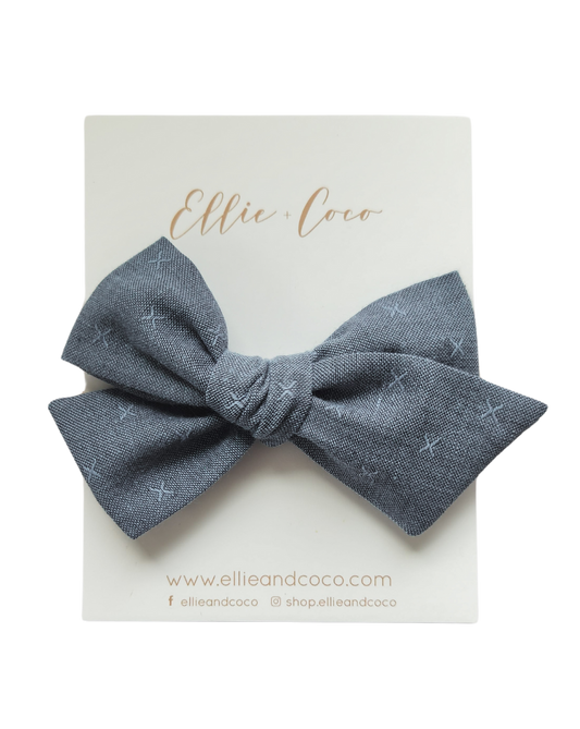 X's Oversize Bow | Blue Denim - Velora Luxury Fashion