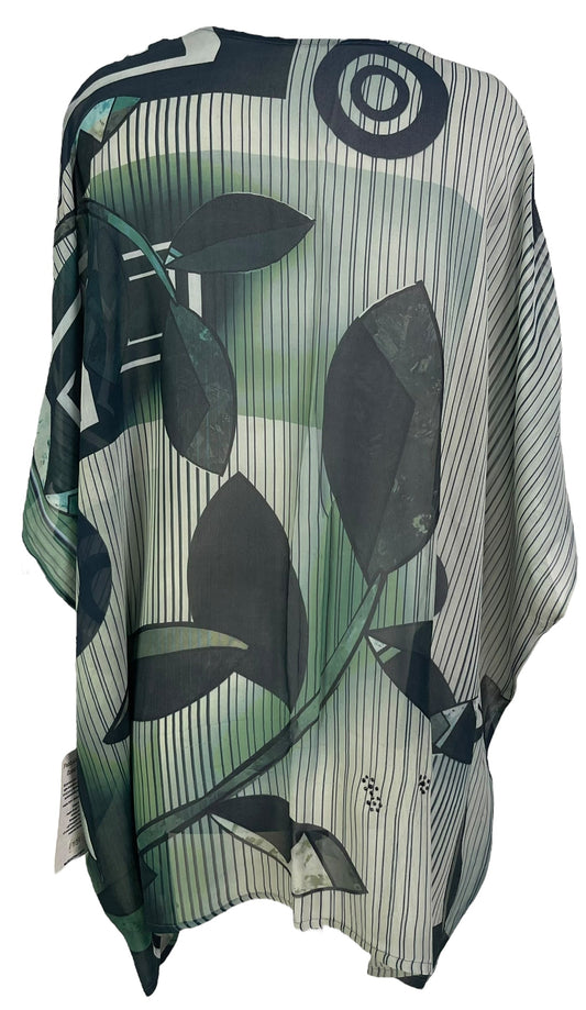 PRG7132 Sheer Avatar Pure Silk Short Kaftan Tunic without Slits - Velora
