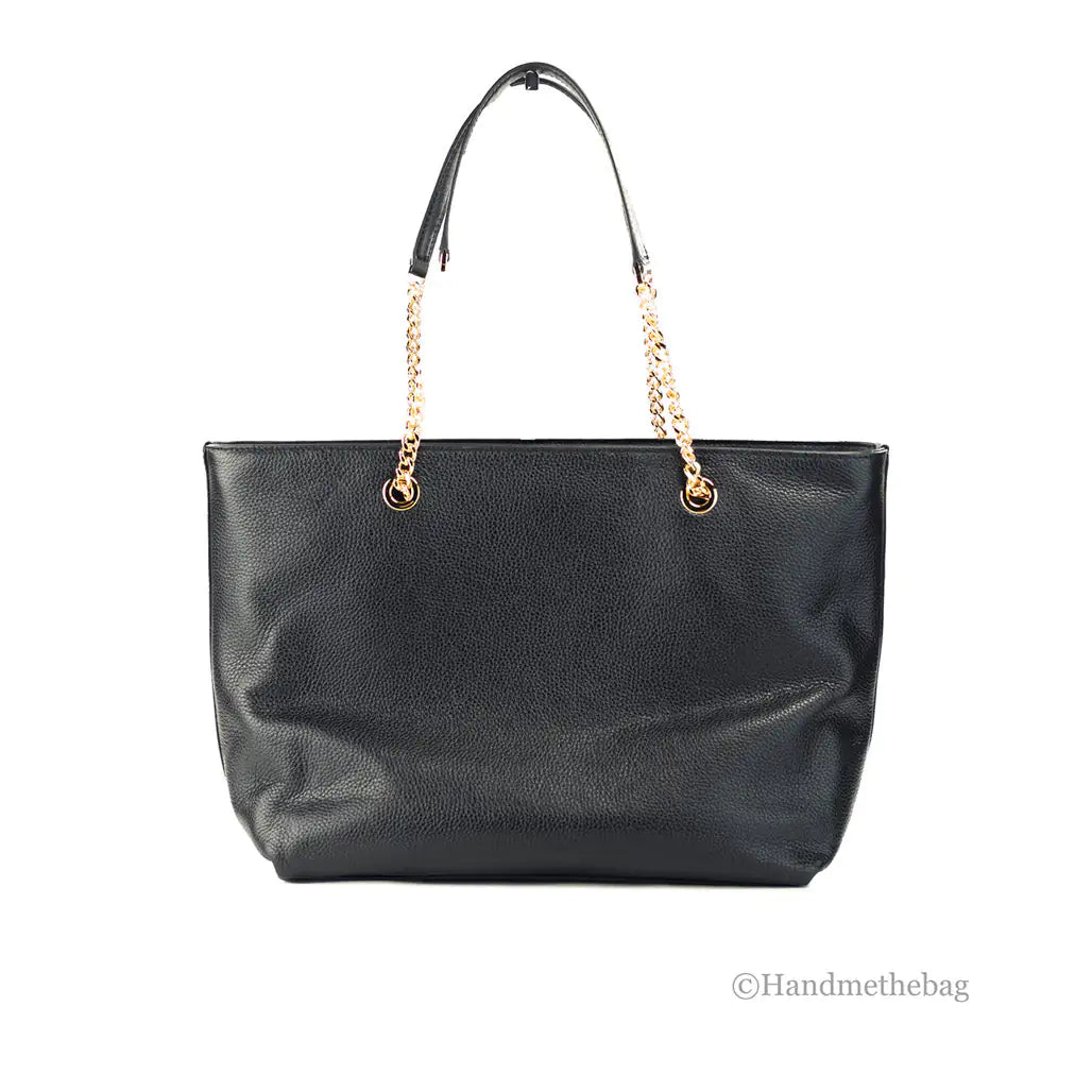 Michael Kors Pebbled Leather Chain Tote - Black