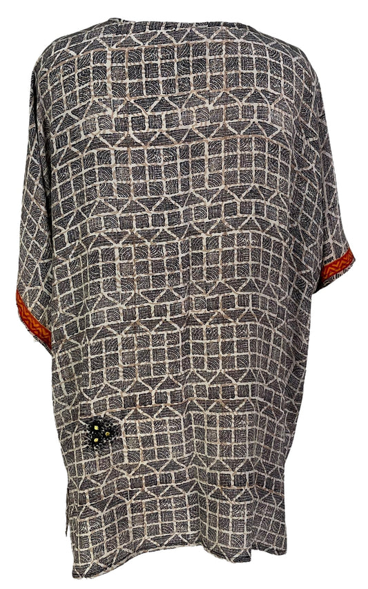 PRC6915 Avatar Pure Silk Kimono-Sleeved Jacket with Belt - Velora