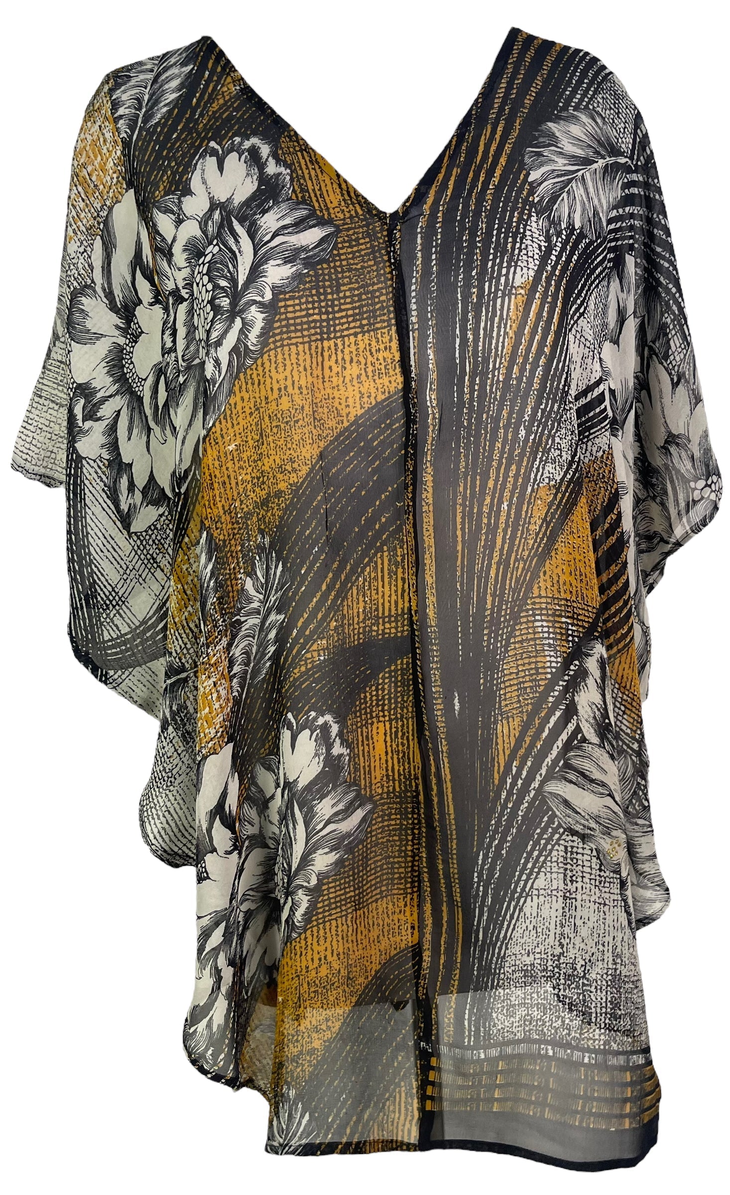 PRG6304 Sheer Avatar Pure Silk Waterfall Top - Velora
