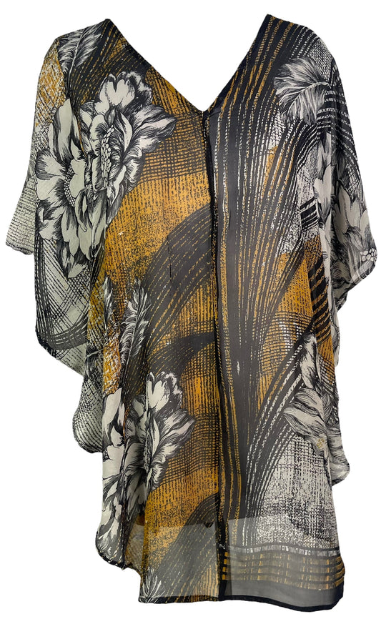 PRG6304 Sheer Avatar Pure Silk Waterfall Top - Velora