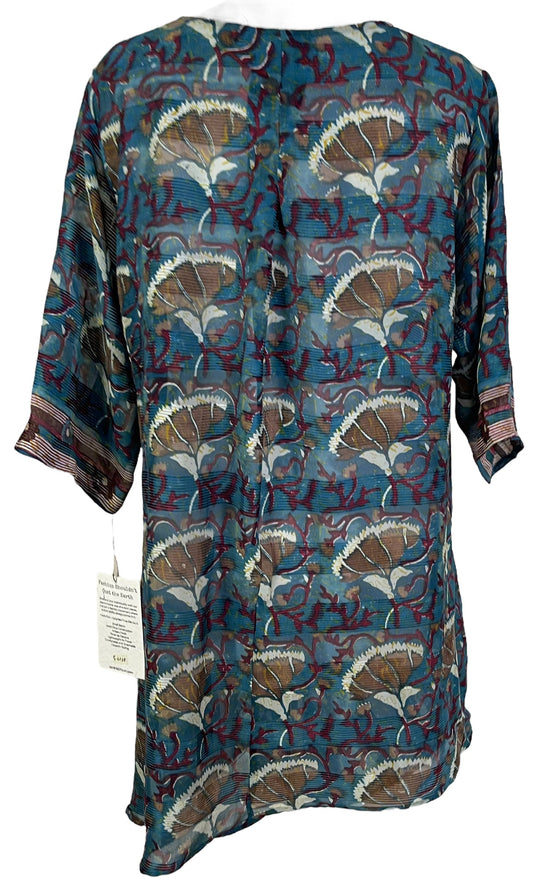 PRG6038 Sheer Avatar Pure Silk Self Pocket Tunic Dress - Velora