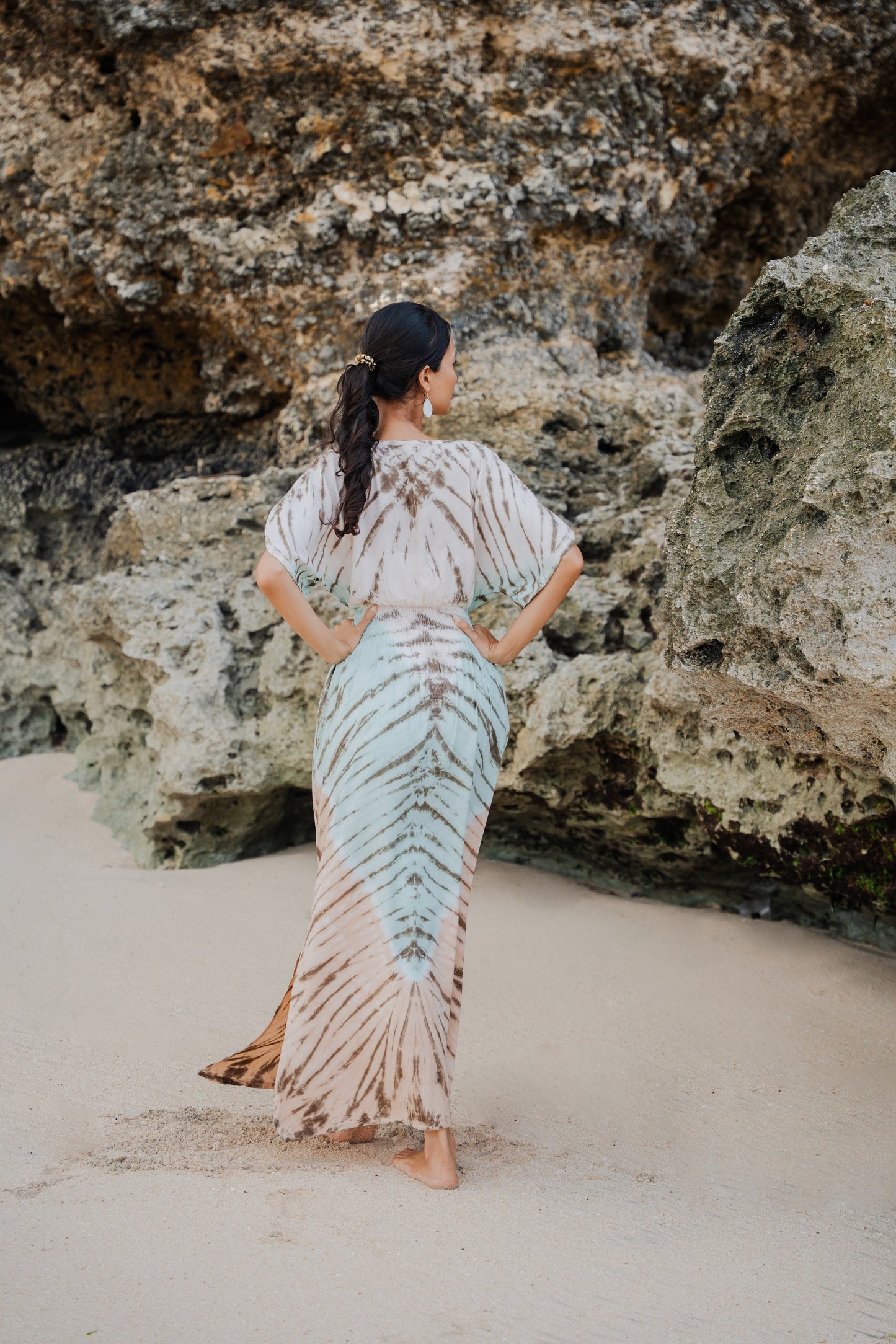 Tie Dye Lapis Ombre Maxi Dress - Mint & Brown
