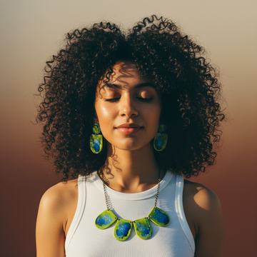 Watercolor Jewelry Set with Statement Necklace & Earrings Handmade - Velora Luxury Fashion