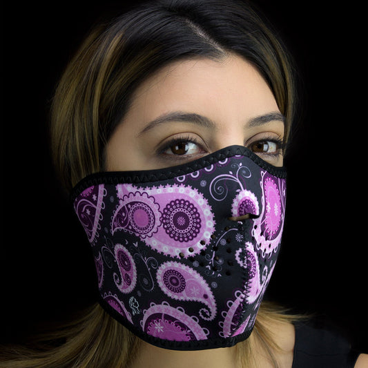 ZANheadgear Half Mask Neoprene Purple Paisley Boutique of Leathers/Open Road