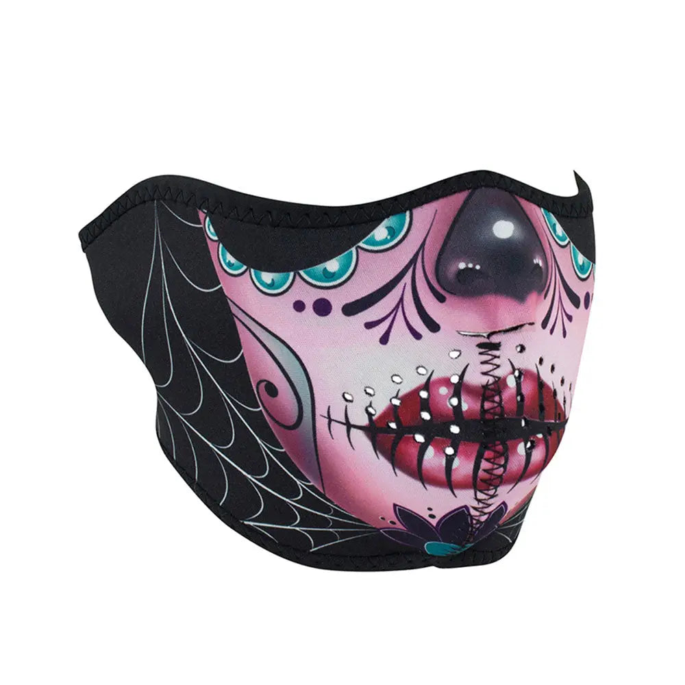 ZANheadgear Sugar Skull Half Face Neoprene Mask - Velora Luxury Fashion