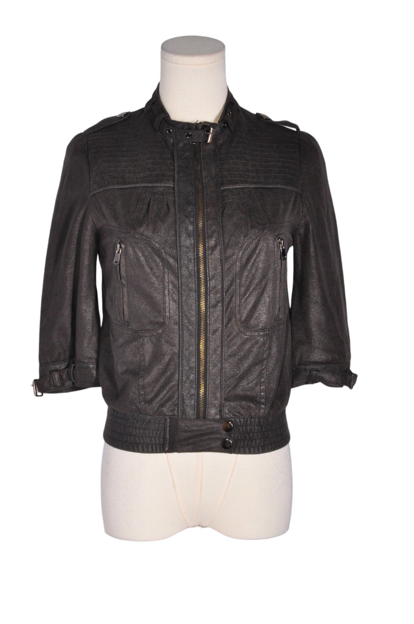 ZARA Women Leather Jackets Regular fit in Black - XS - Velora Luxury Fashion
