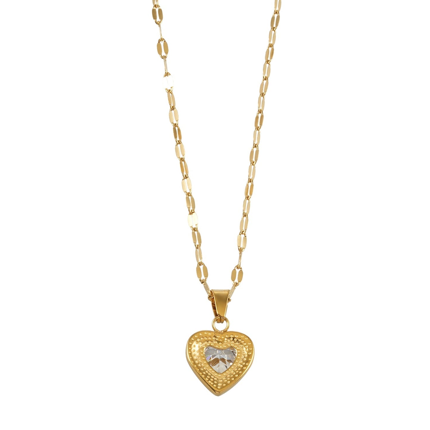ZITA Gold: Gucci-Style Dainty Chain Necklace with Sparkling Petit Pavé Heart Pendant - Velora