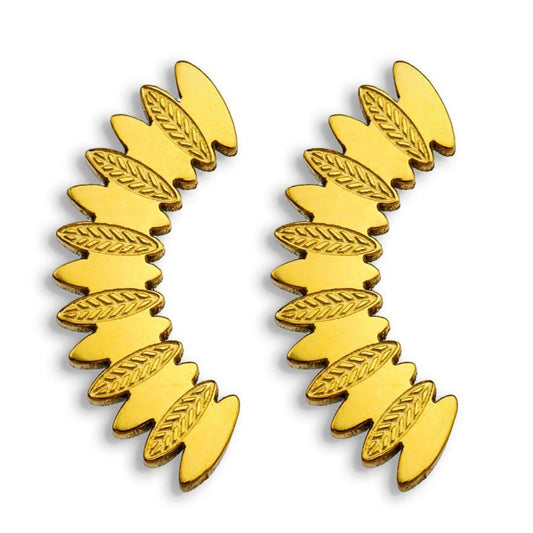 ZOEY: Curved Shaped Leaf Patterned Stud Earrings - Velora
