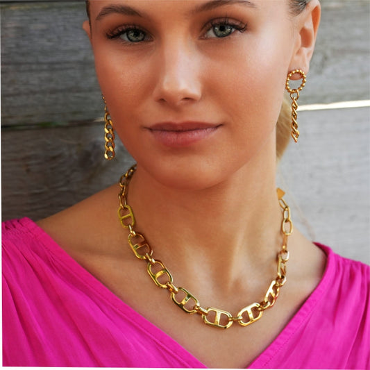 ZOIE: Duo Chain Link Statement Necklace - Velora