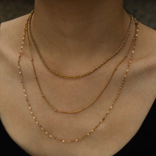 ZURI Triple Layer Mixed-Chain Necklace in Gold - Velora