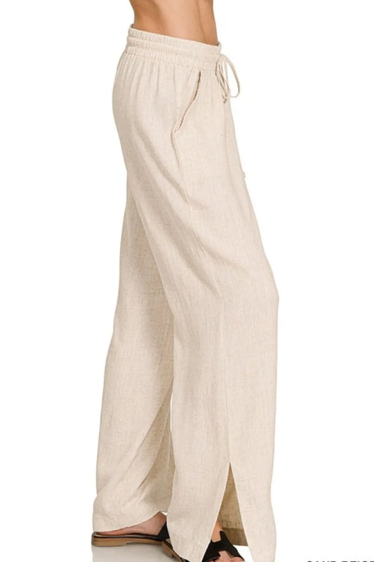 Zenana Linen Drawstring Pants - Velora Luxury Fashion