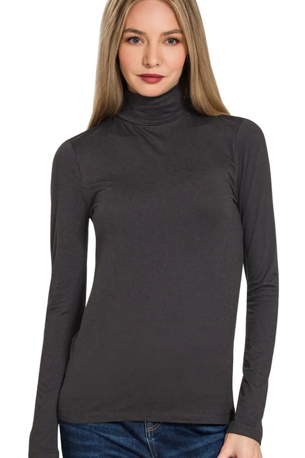 Zenana Premium Microfiber Mock Neck Top - Velora Luxury Fashion