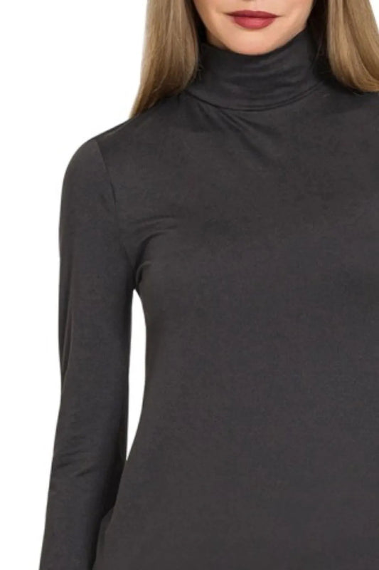 Zenana Premium Microfiber Mock Neck Top - Velora Luxury Fashion