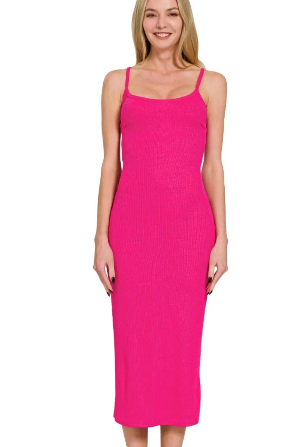 Zenana Ribbed Bodycon Midi Dress - Velora Luxury Fashion