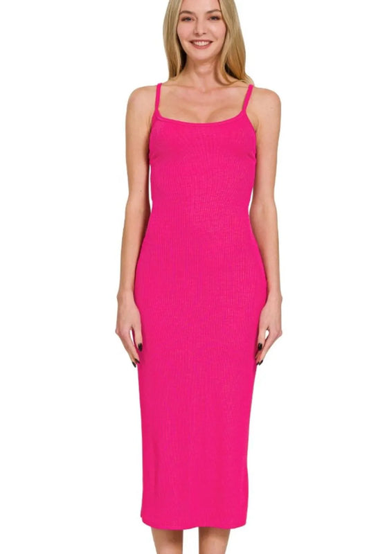 Zenana Ribbed Bodycon Midi Dress - Velora Luxury Fashion