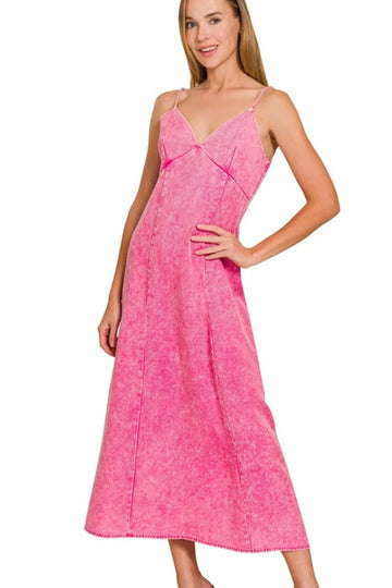 Zenana Tencel Mineral Washed Maxi Dress - Velora Luxury Fashion