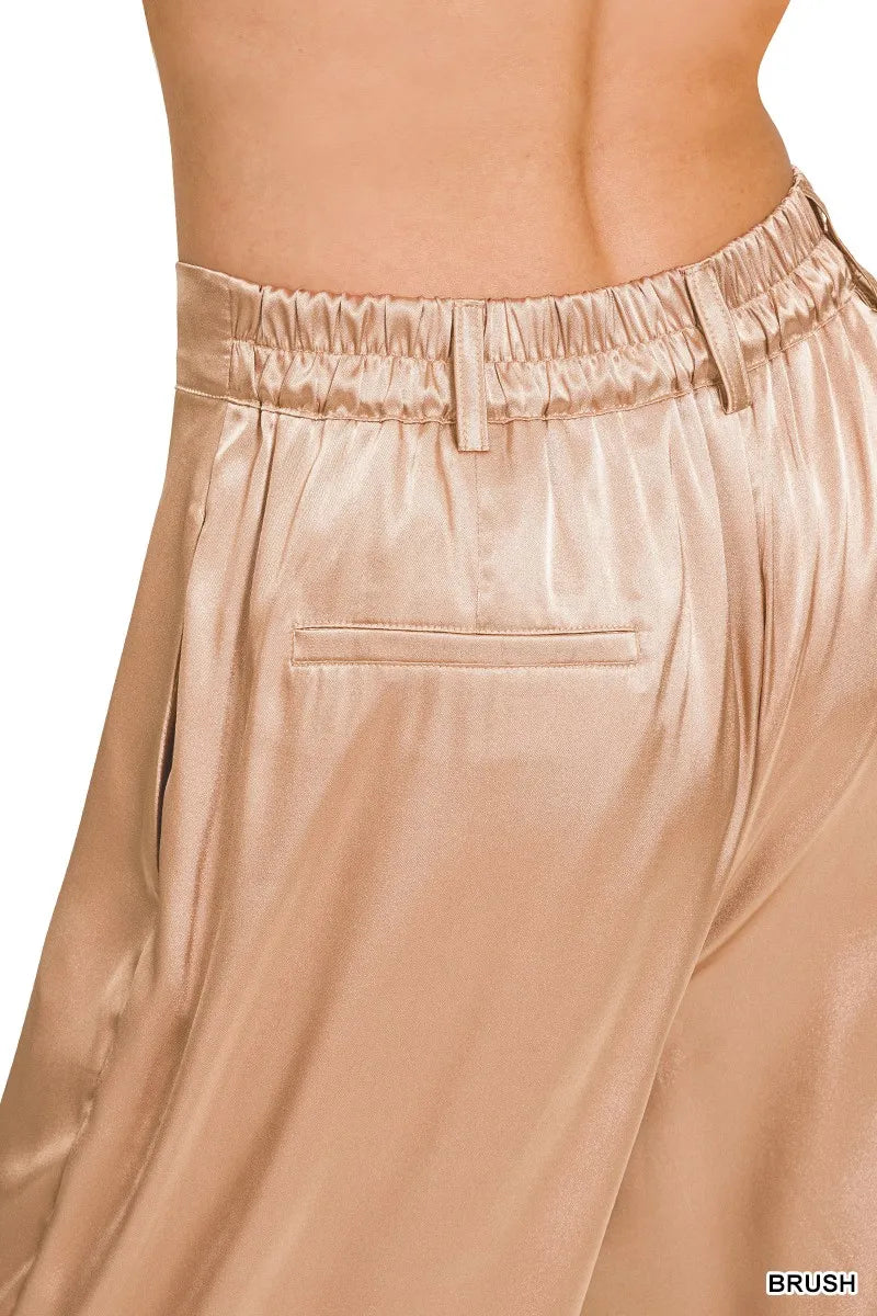 Zenana Wide-Leg Satin Pants - Velora Luxury Fashion