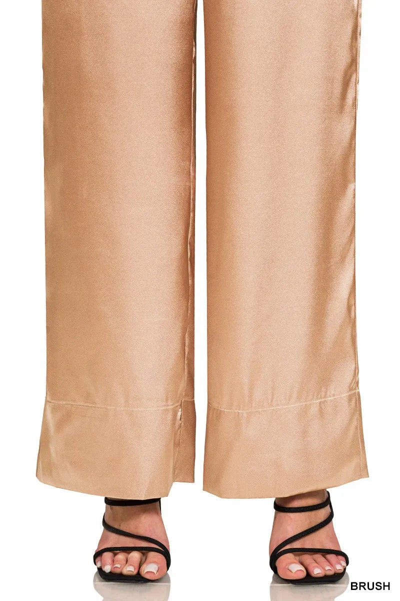 Zenana Wide-Leg Satin Pants - Velora Luxury Fashion