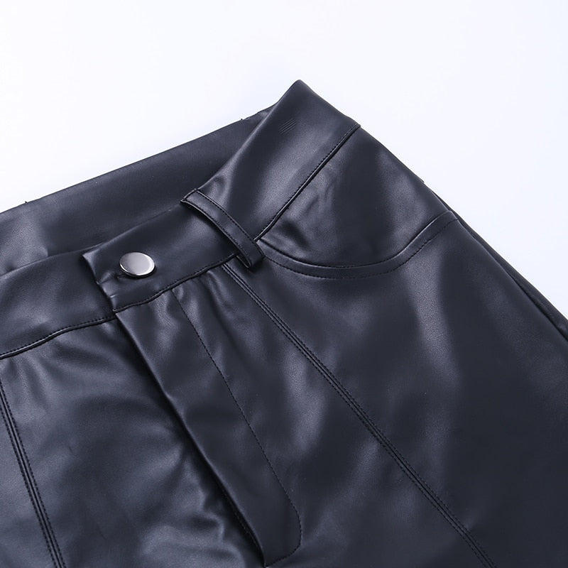 Zip Bottom Leather Pants - Velora Luxury Fashion