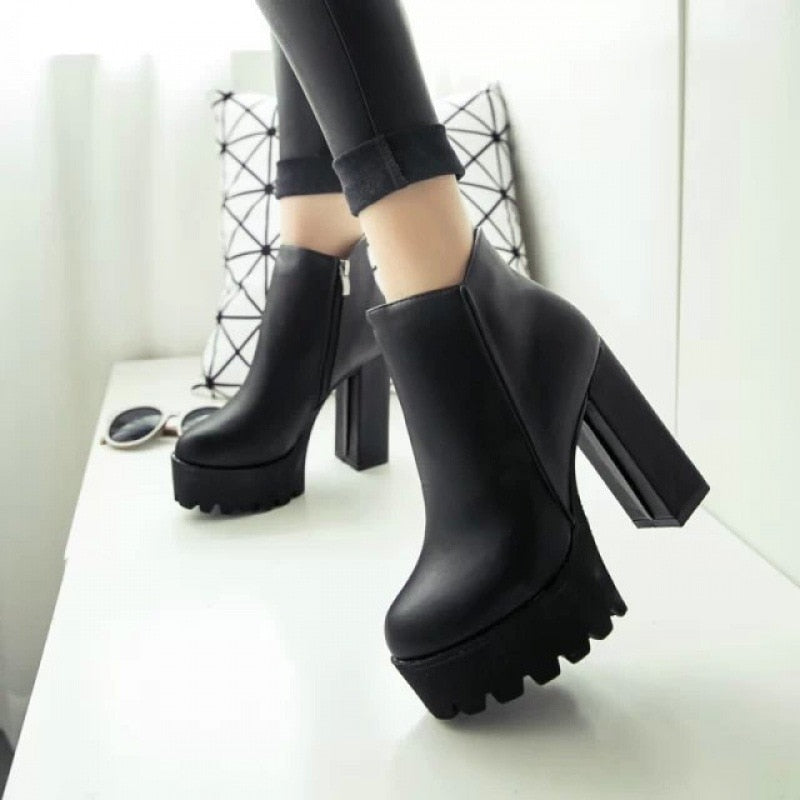 Zip Down Platform Boots - Velora Luxury Fashion