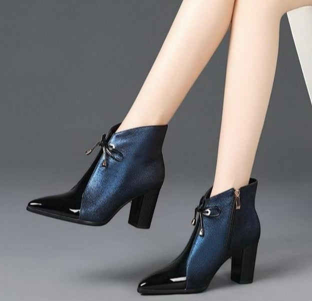 Zip Down & Tie Ankle Boot - Velora Luxury Fashion