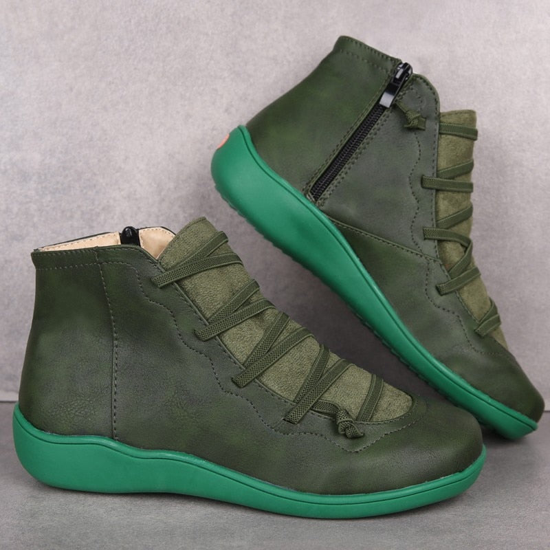 Zip & Lace Boot Shoe - Velora Luxury Fashion