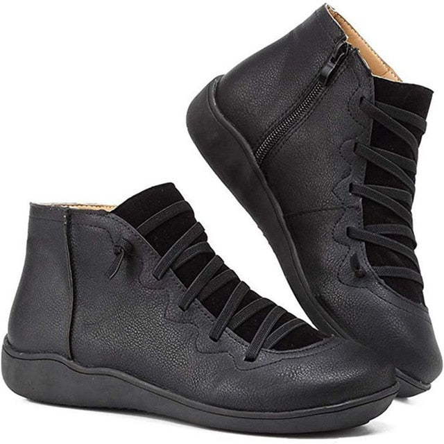 Zip & Lace Boot Shoe - Velora Luxury Fashion