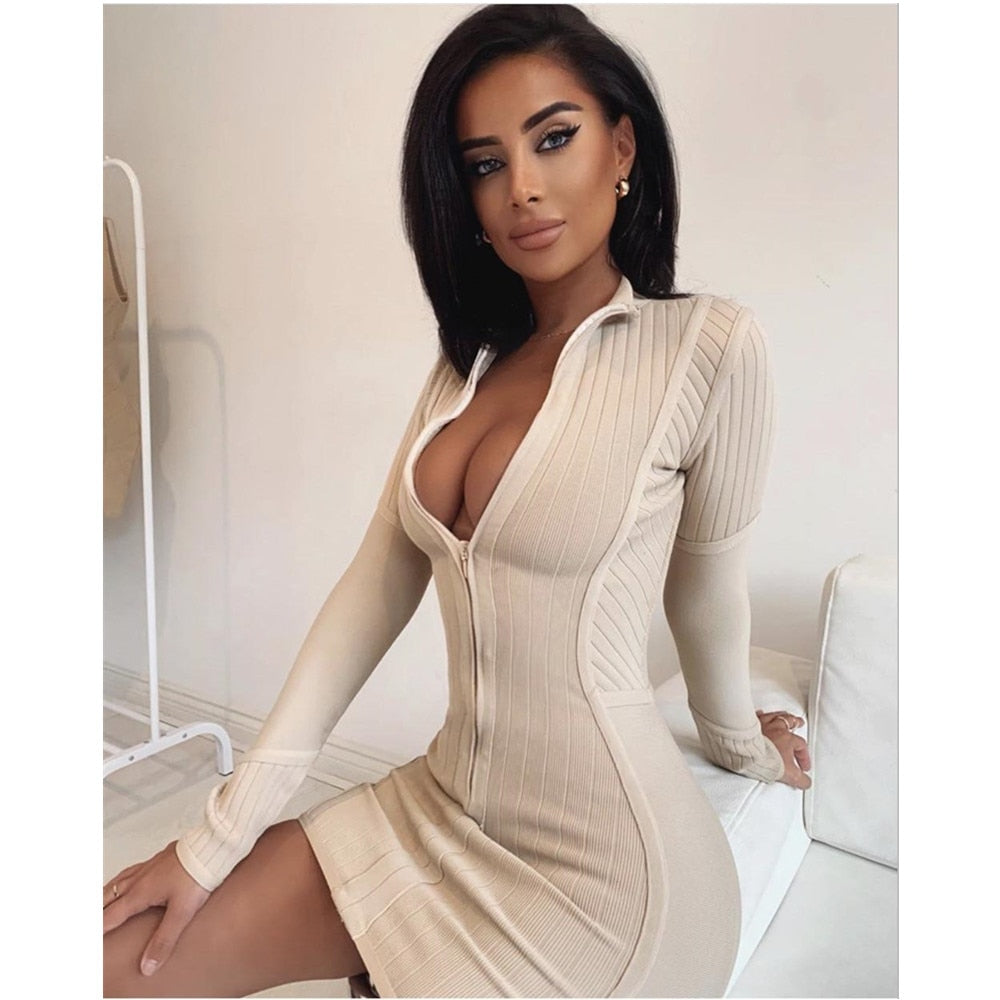 Zip Up Dress - Velora Luxury Fashion