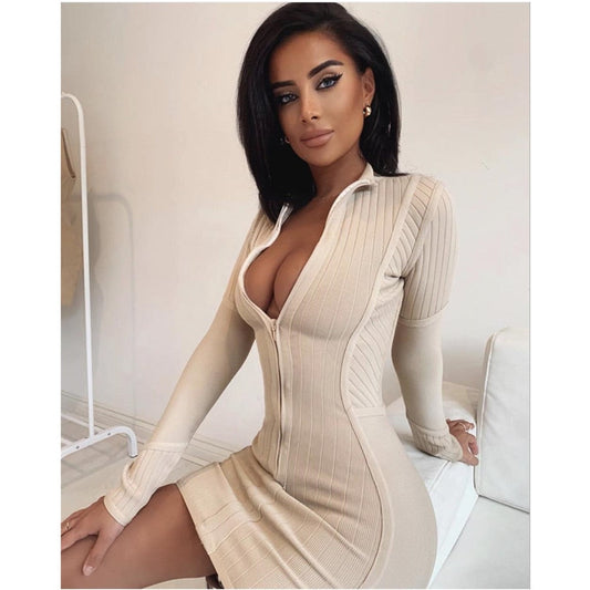 Zip Up Dress - Velora Luxury Fashion