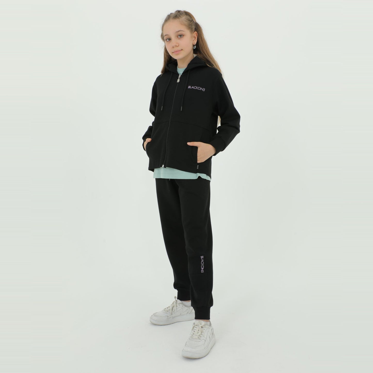 Zip-Up Hoodie Girls Jogger Set - Velora Luxury Fashion