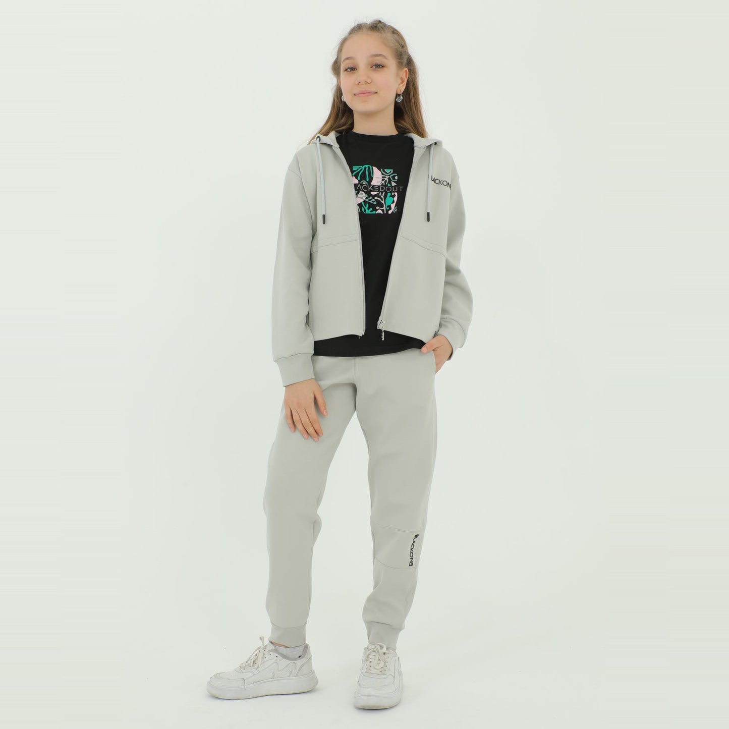 Zip-Up Hoodie Girls Jogger Set - Velora Luxury Fashion