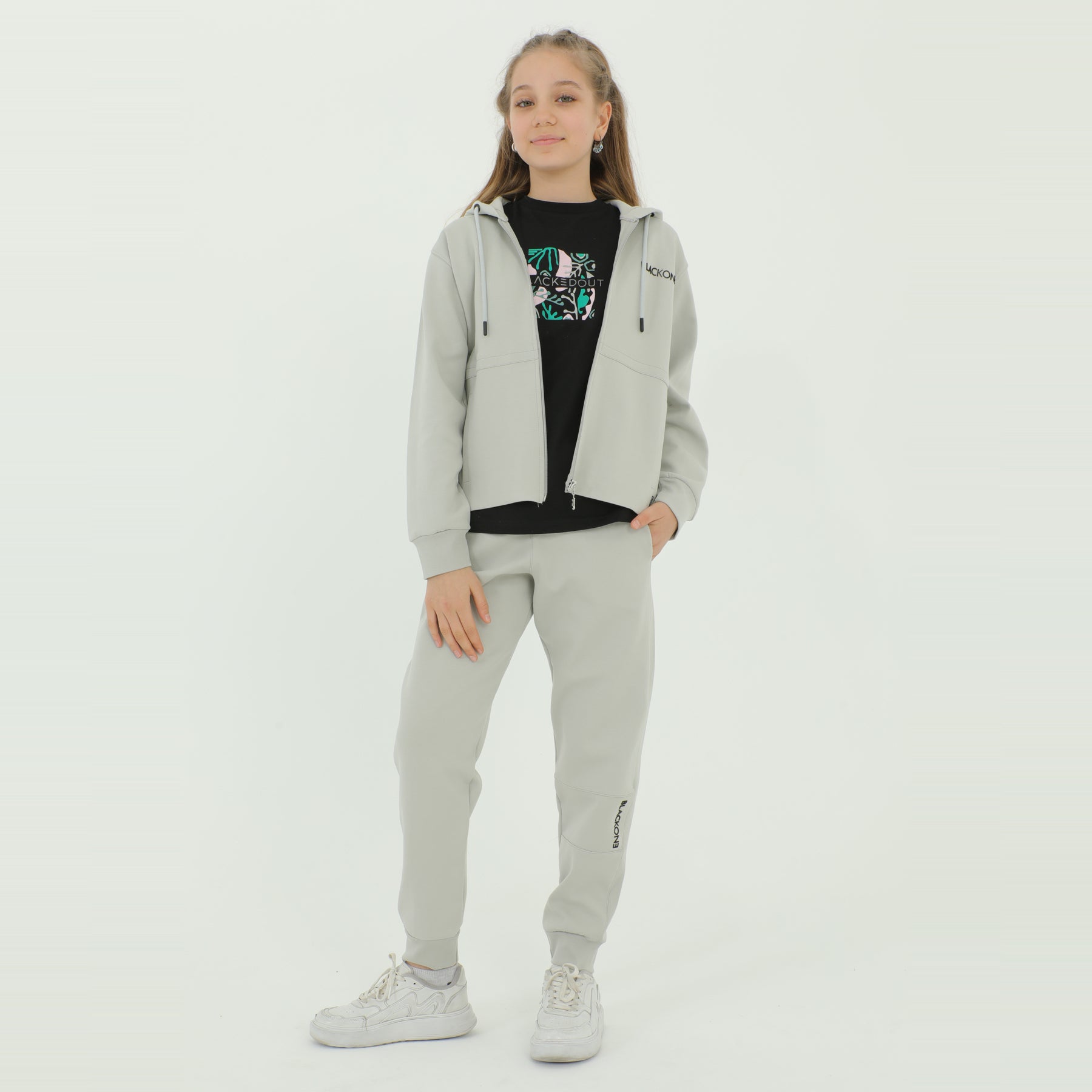 Zip-Up Hoodie Girls Jogger Set - Velora Luxury Fashion