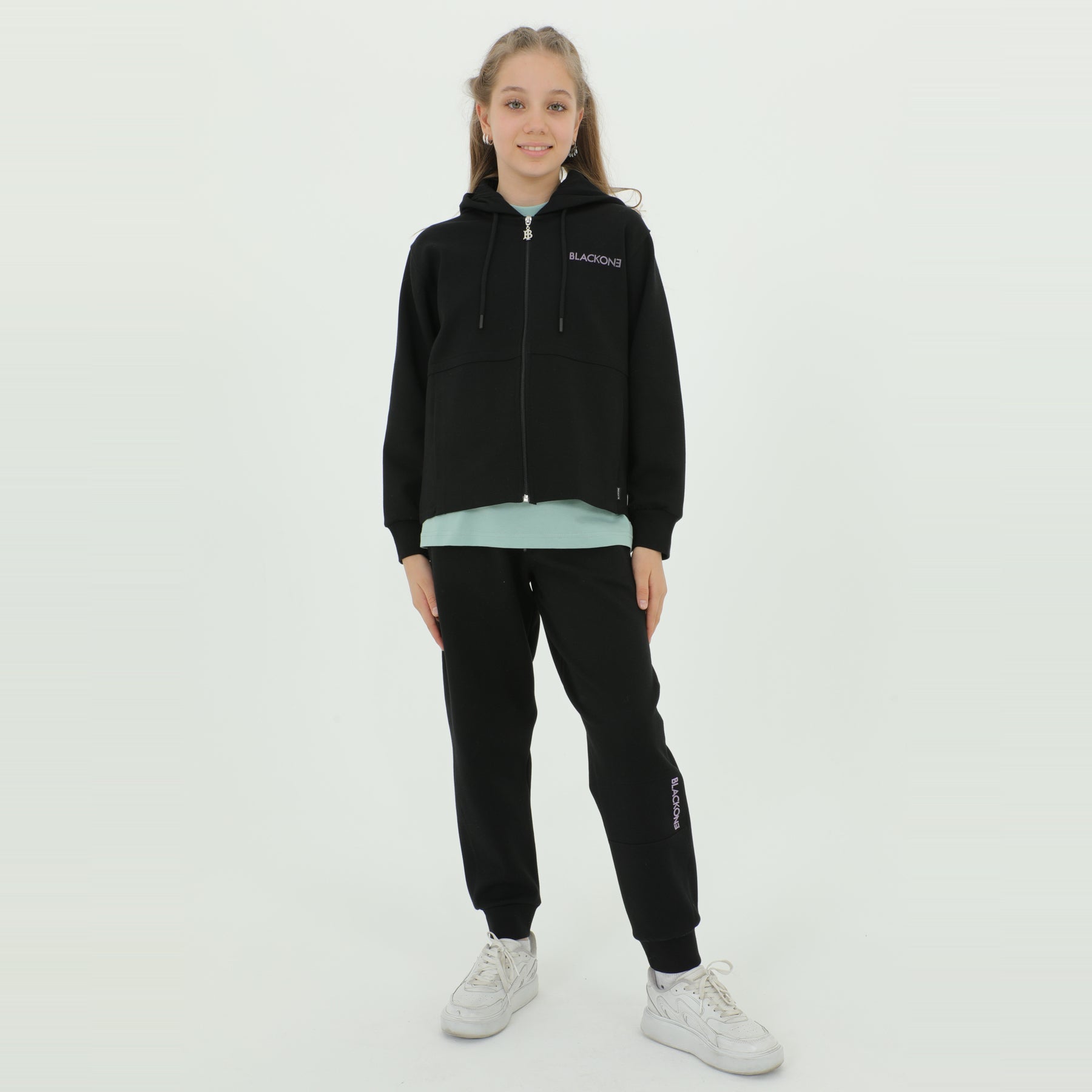 Zip-Up Hoodie Girls Jogger Set - Velora Luxury Fashion