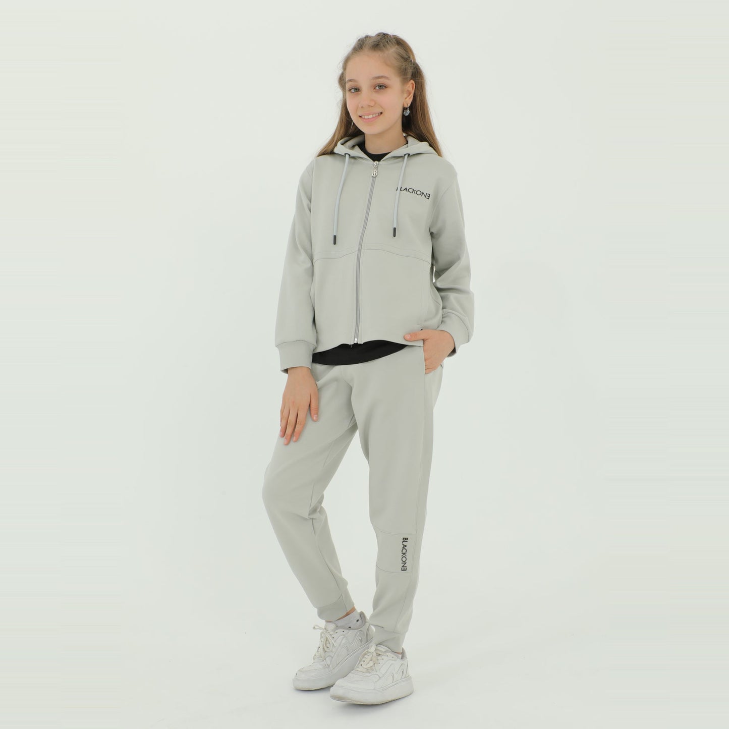 Zip-Up Hoodie Girls Jogger Set - Velora Luxury Fashion