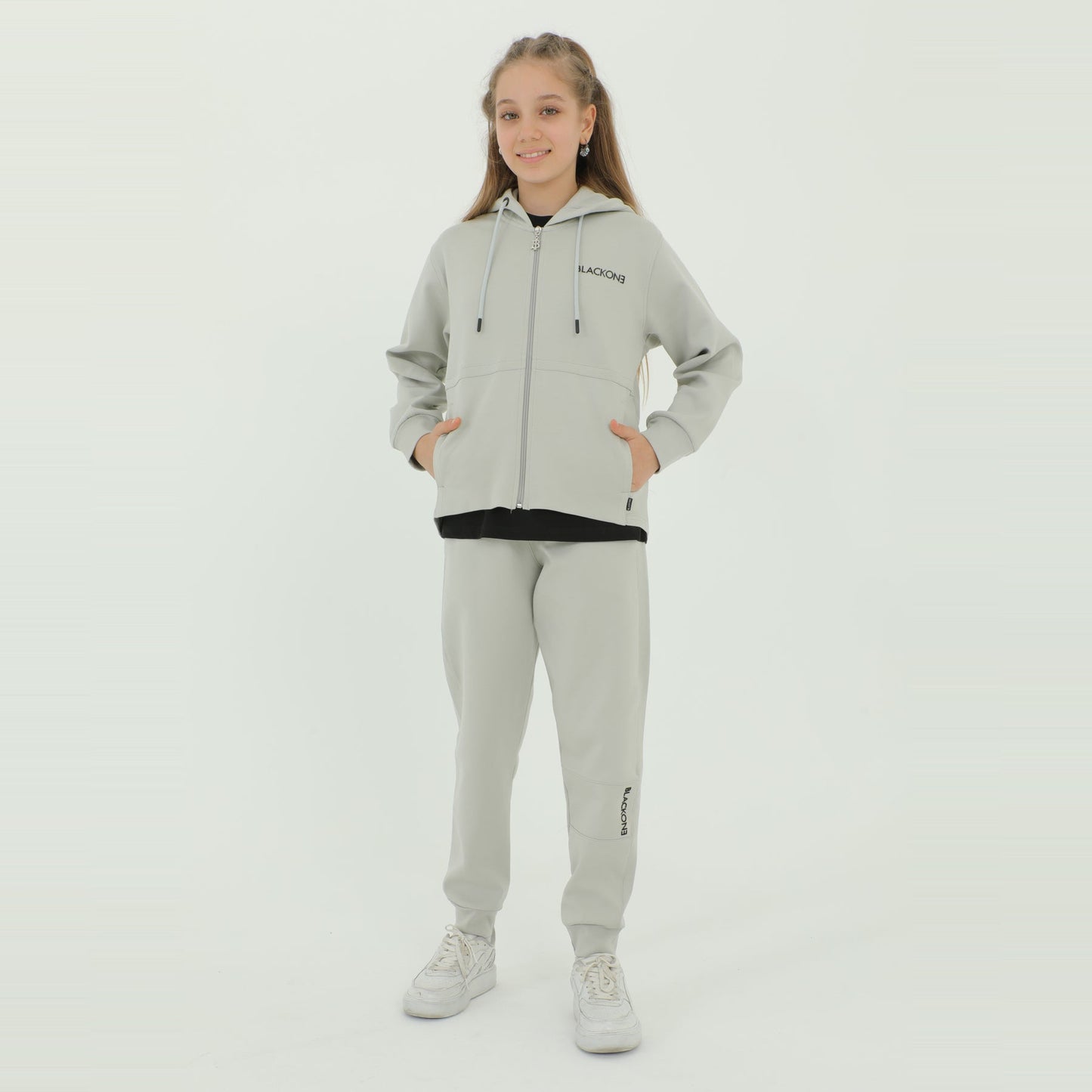 Zip-Up Hoodie Girls Jogger Set - Velora Luxury Fashion