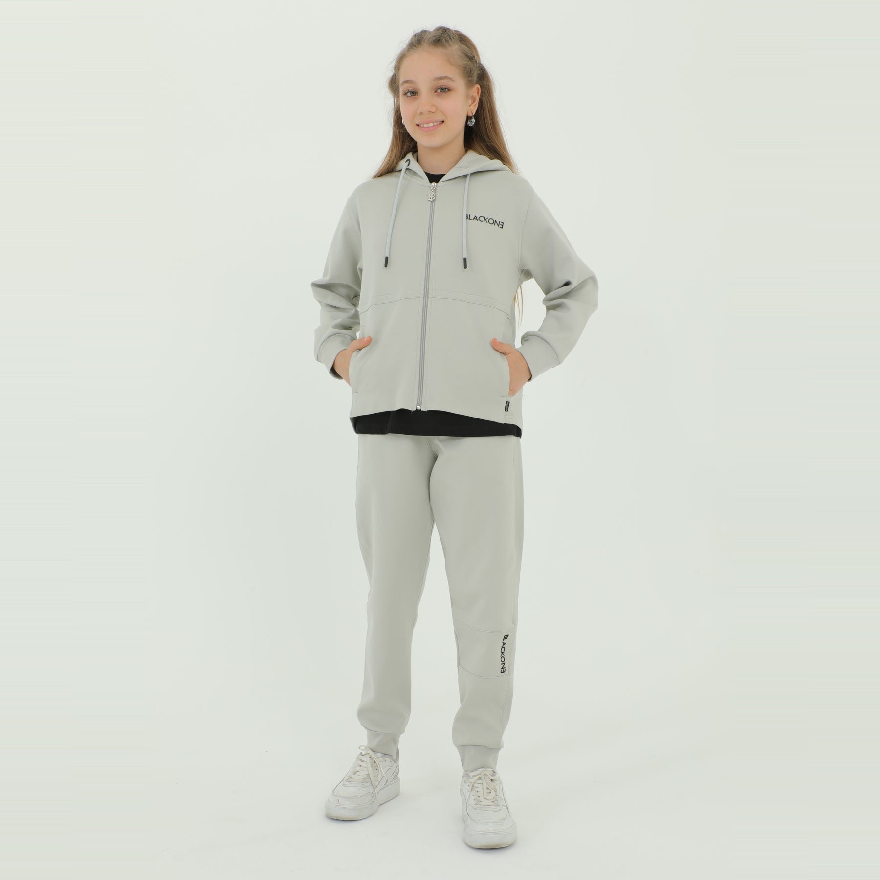 Zip-Up Hoodie Girls Jogger Set - Velora Luxury Fashion