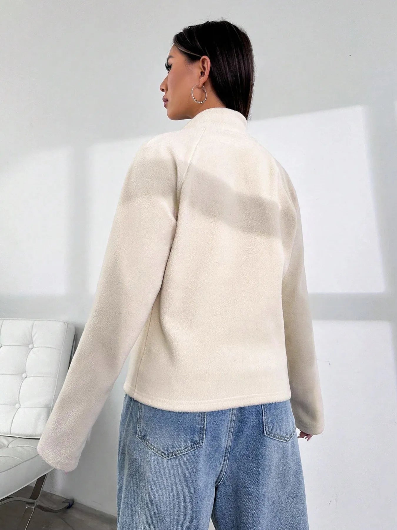 Zip Up Long Sleeve Jacket - Velora Luxury Fashion