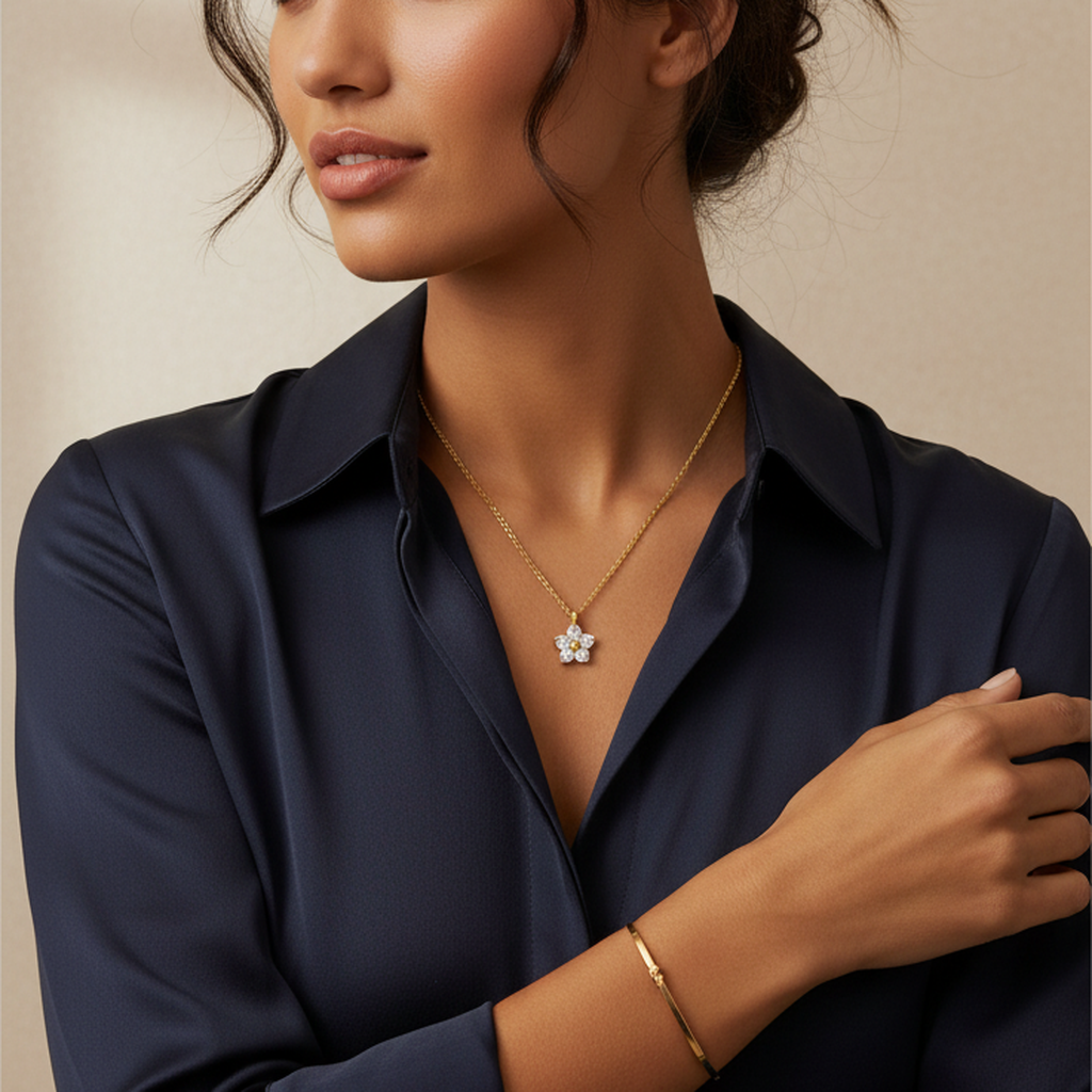 Zircon Blossom Pendant Necklace - Velora Luxury Fashion