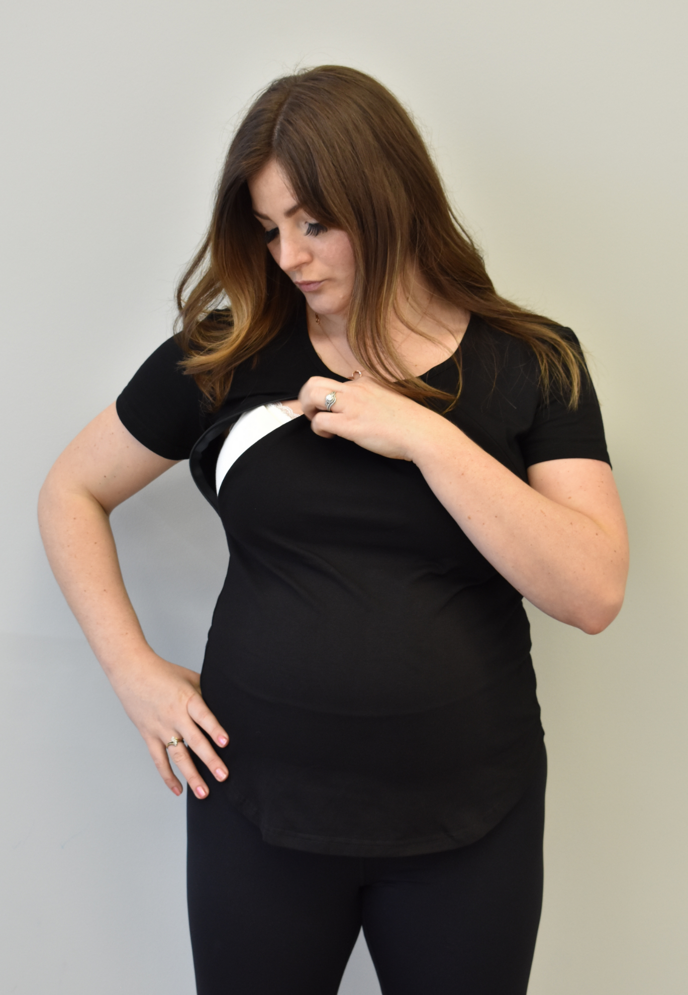 Zoe Zipper Short Sleeve Nursing Tee Shirt - Velora Luxury Fashion