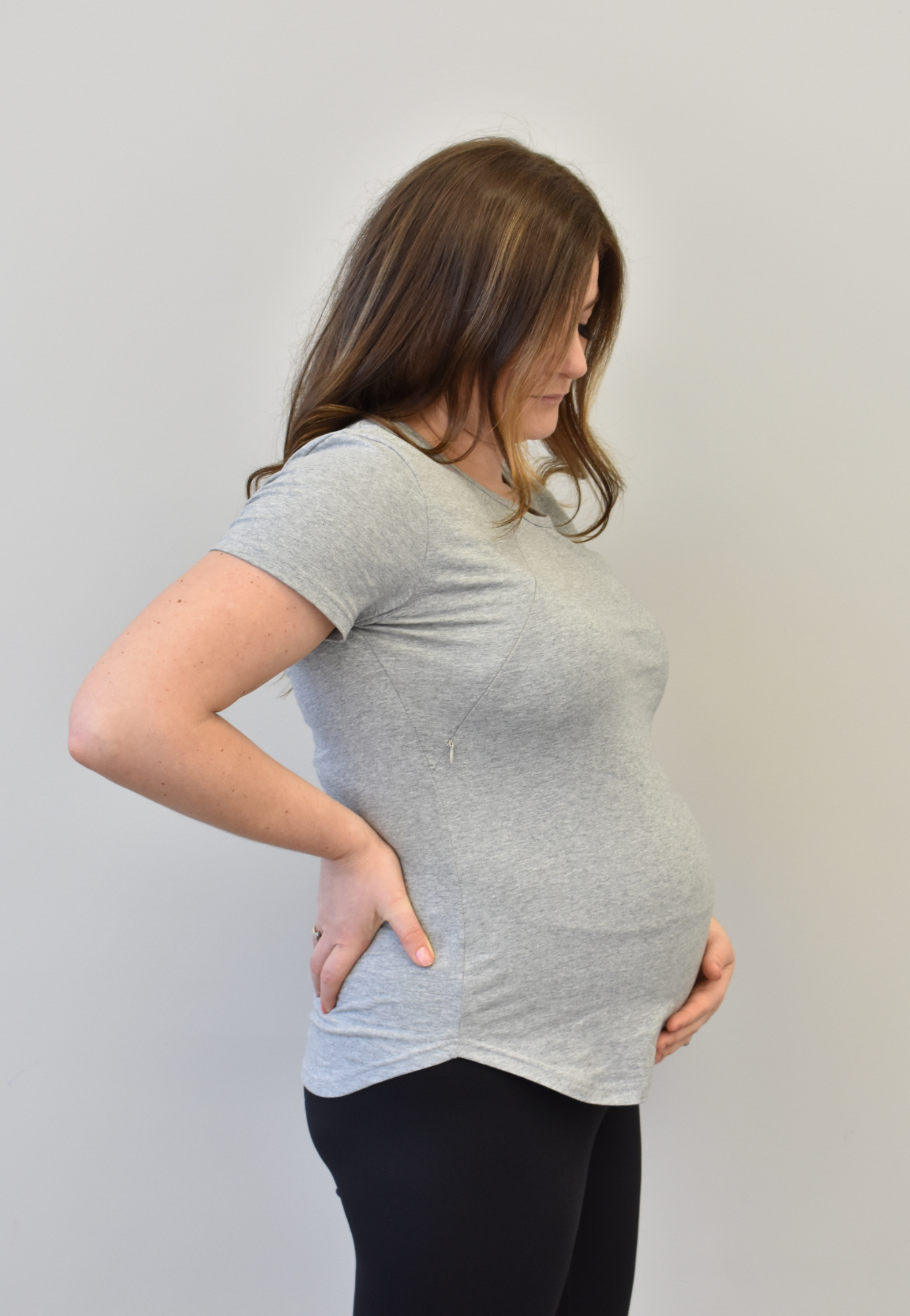 Zoe Zipper Short Sleeve Nursing Tee Shirt - Velora Luxury Fashion