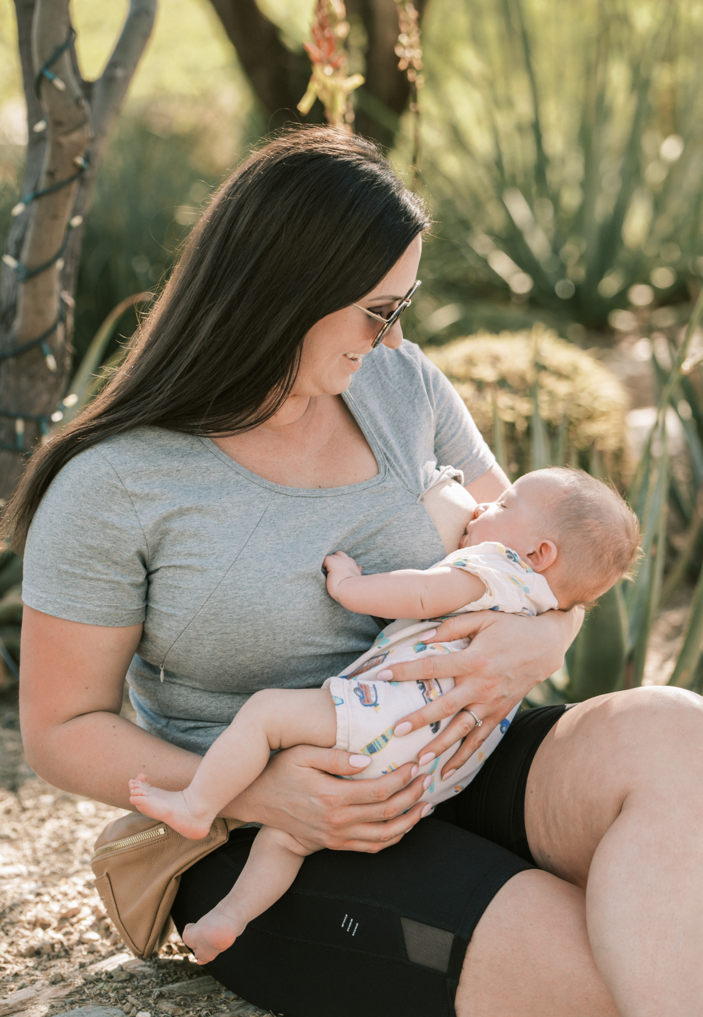 Zoe Zipper Short Sleeve Nursing Tee Shirt - Velora Luxury Fashion