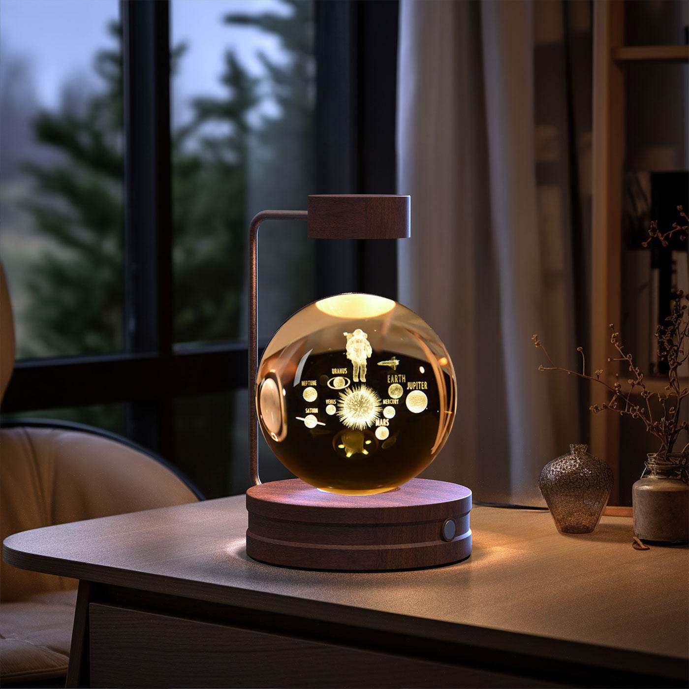 Crystal Ball Cosmic Dinosaur Indoor Night Light USB Power Warm Bedside Light Birthday Gift Night Lamp - Velora