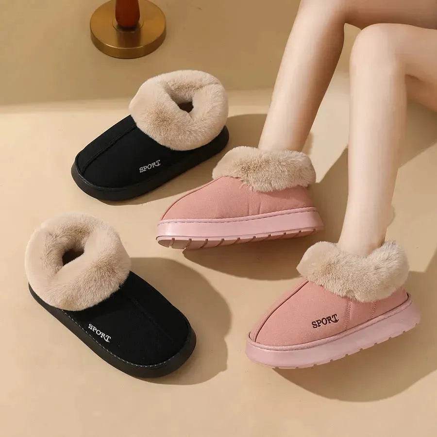 Plush Cotton Shoes For Women Winter Warm Home Slippers Outdoor Snow Boots - Velora