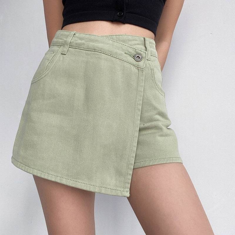 Elegant Anti-exposure Irregular Mini Denim Skirt - Velora