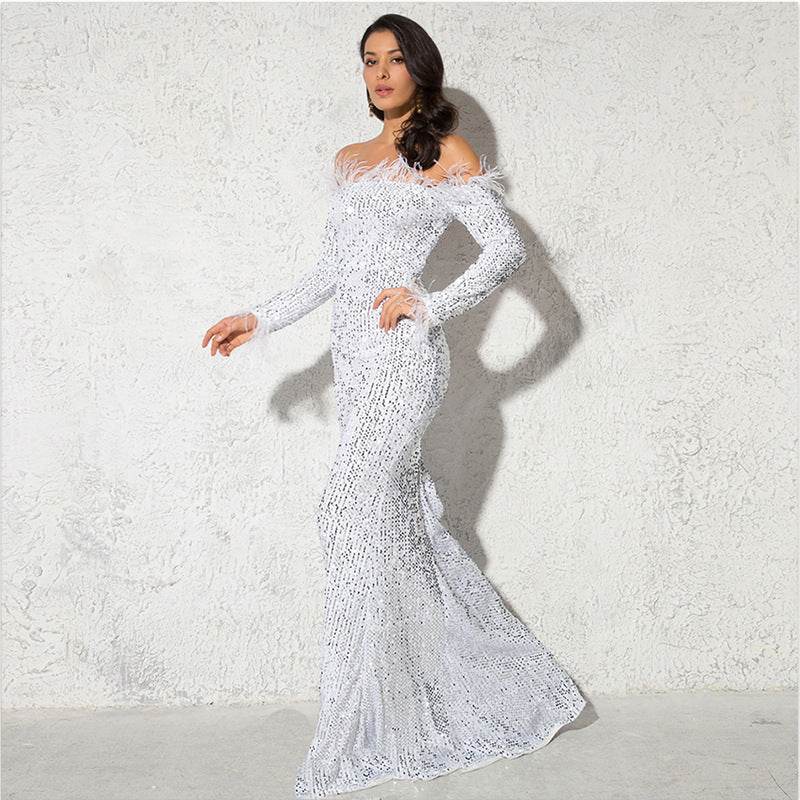 Off shoulder sequins Mermaid Formal Party dress - Velora
