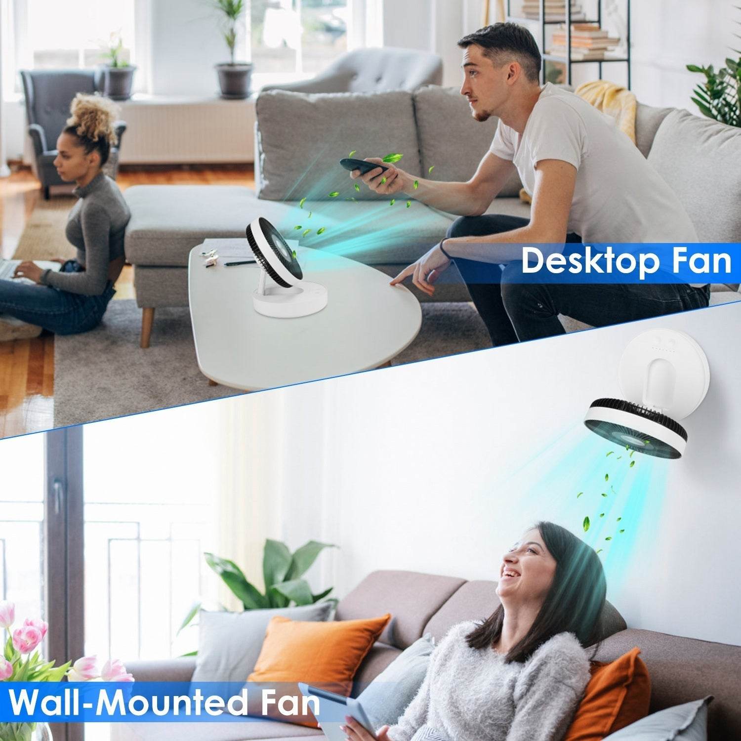 Foldable Rechargeable Portable Remote Control Desk Fan - Velora